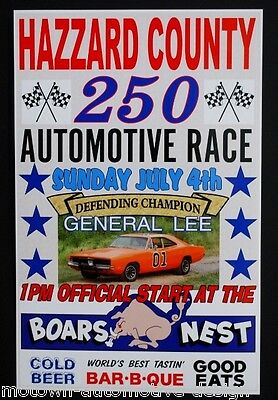 Hazzard County 250  Race Poster Dukes Of Hazzard General Lee 69 Charger 11 X 17